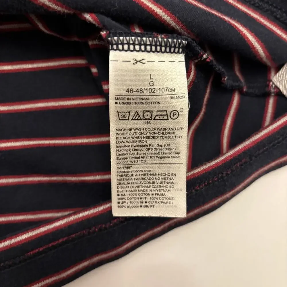 Banana Republic Luxury Touch Polo Men's L Navy Red Stripe Standard Fit